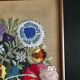 tableau fleurs brodées 1970