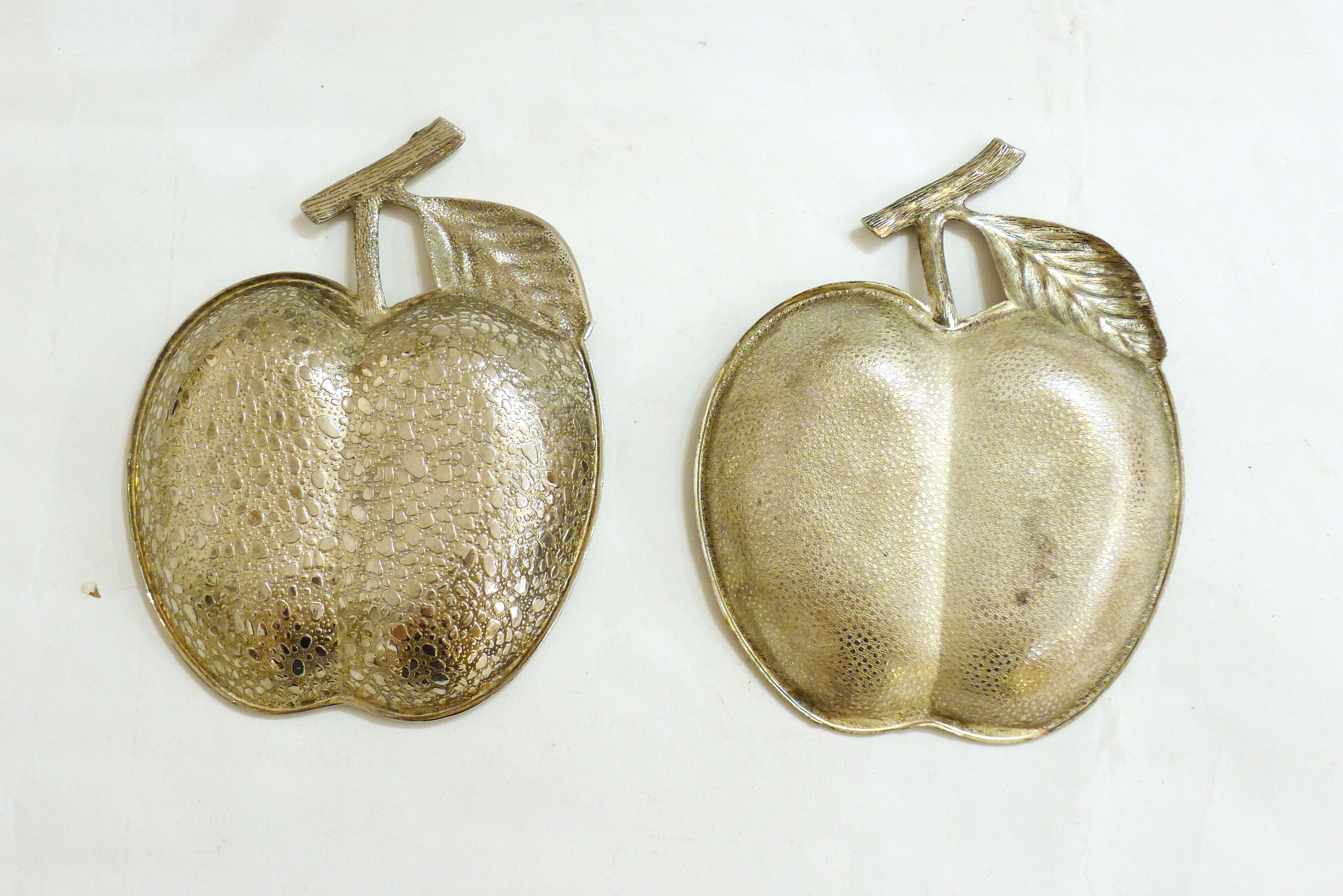 Pair of chrome metal apple cups