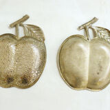 Pair of chrome metal apple cups