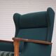 1970s, Danish high back armchair, furniture wool, solid oak wood.