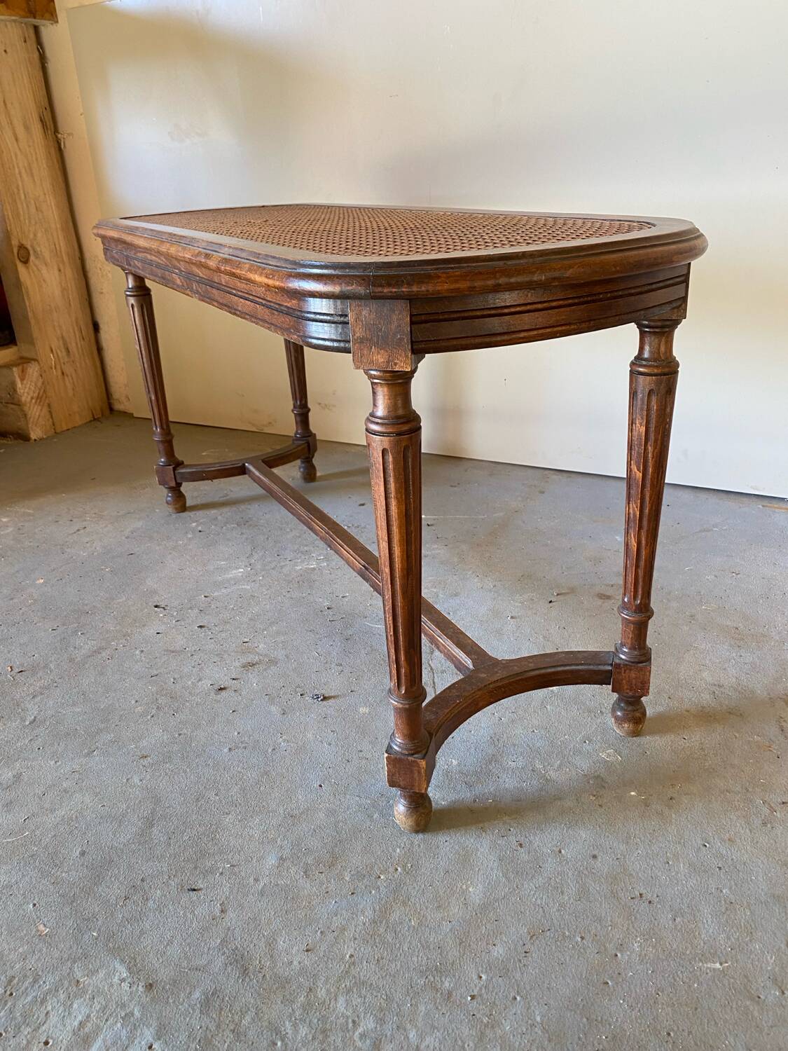 Louis XVI style 2-seater caned piano bench