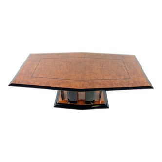 Extendable burl wood dining table by Paul Michel, 1980s