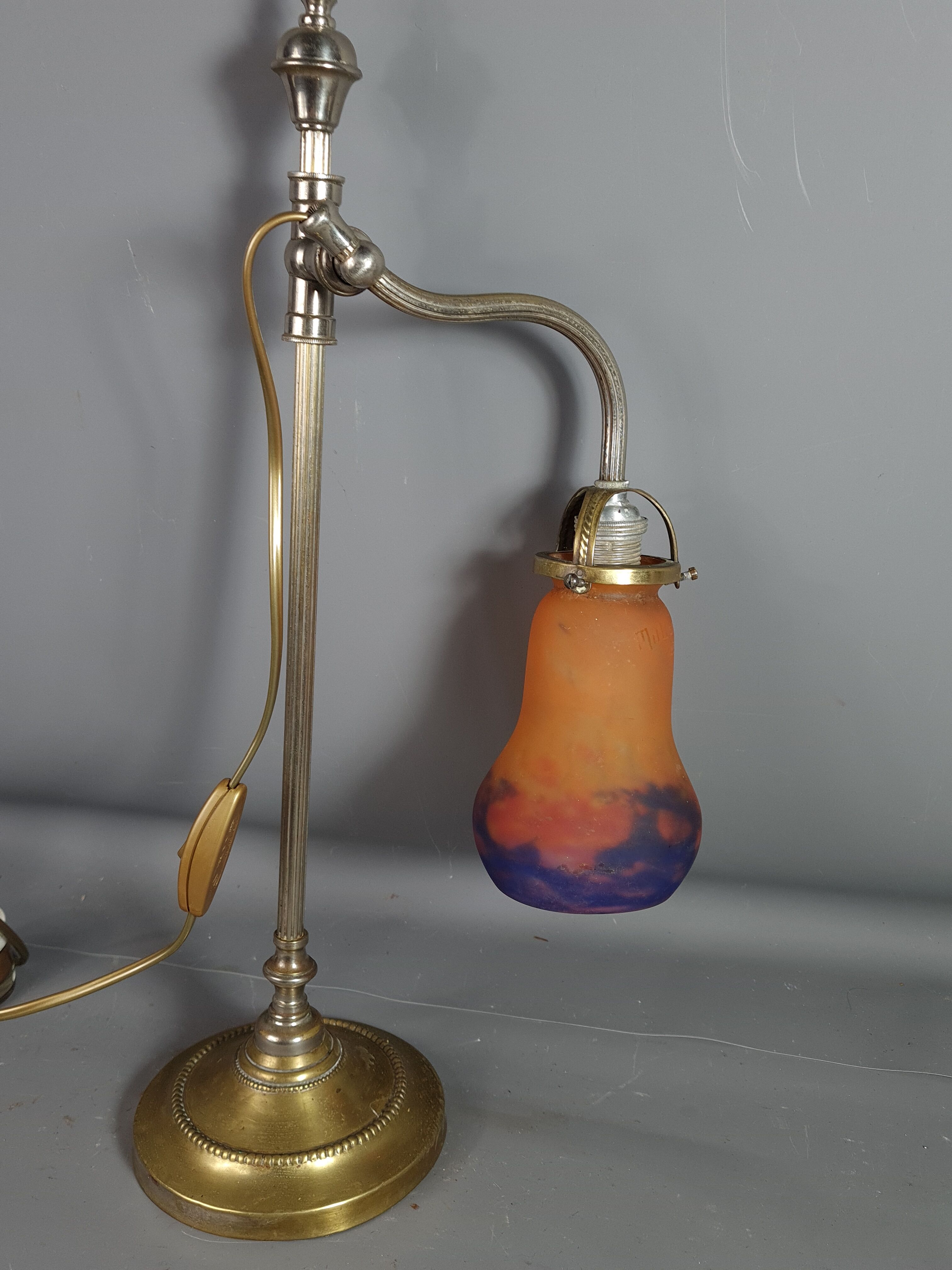 Table lamp tulip glass Muller Frères, adjustable gooseneck 56 cm SB
