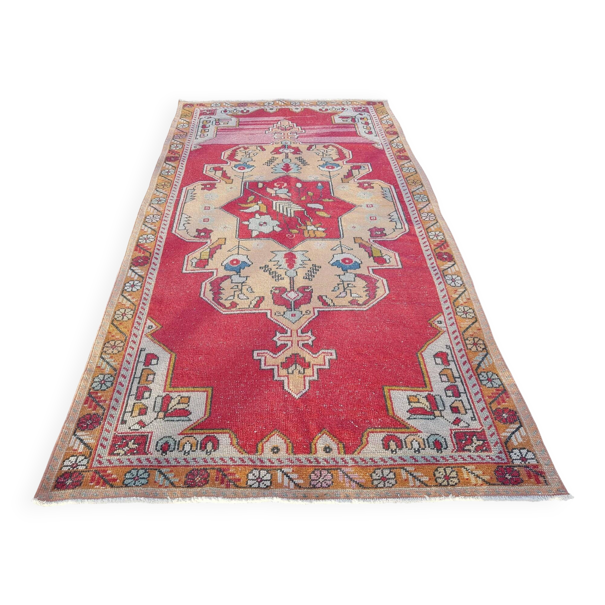 Vintage Turkish handmade rug 143x273 cm