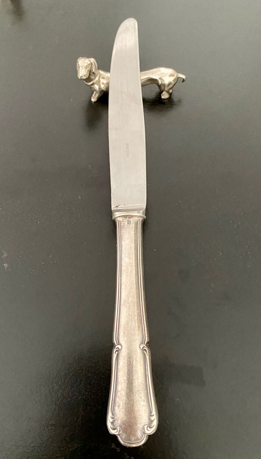 6 various animal knife holders in silver metal