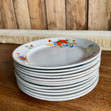 Set of 12 flat ironstone plates from Luneville