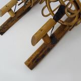 Pair of rattan bamboo lantern wall lights. 1950s-1960s