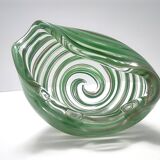 Murano Glass Bowl or Ashtray with Green Canes and Aventurine Glass, Italy