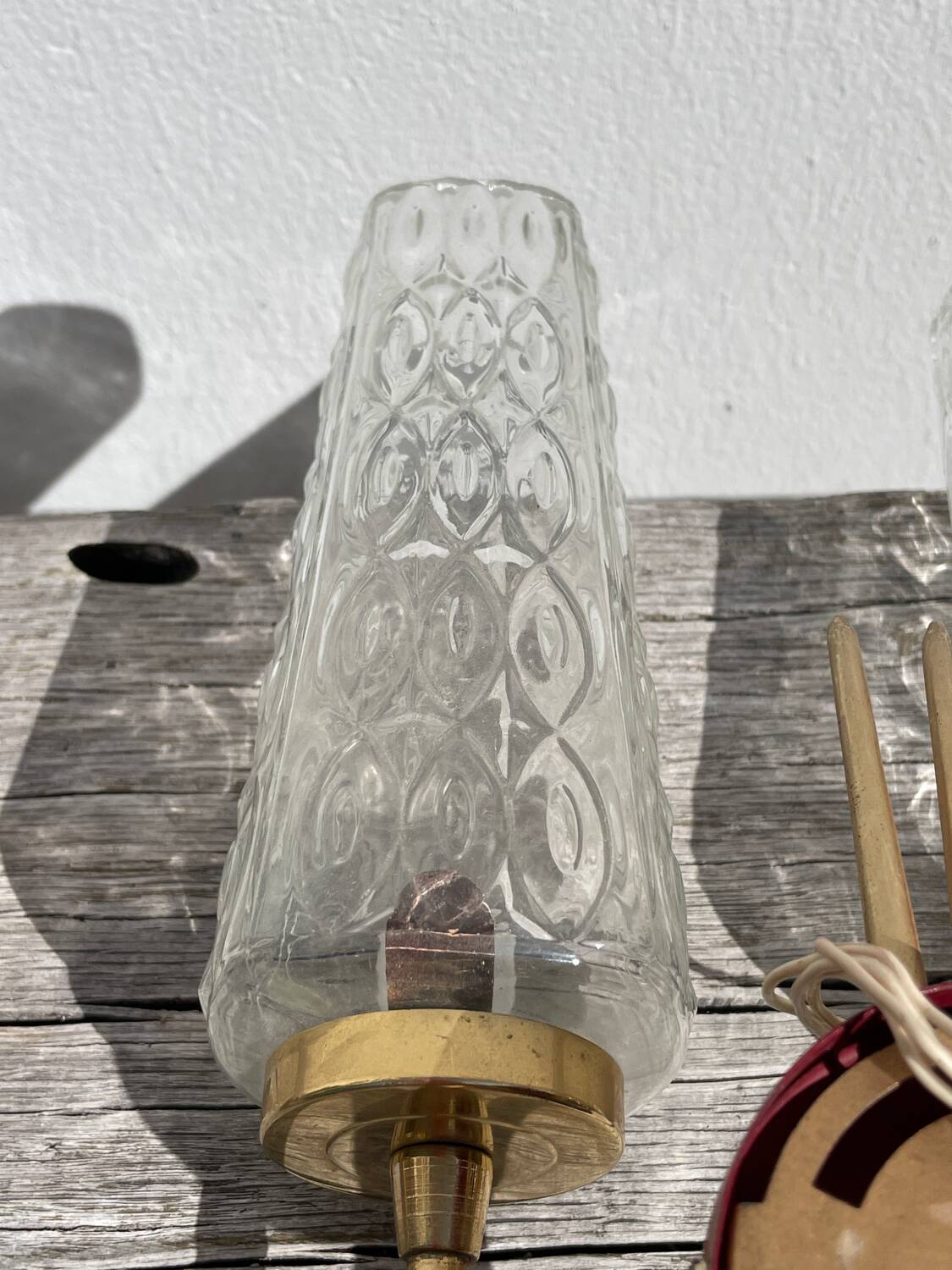 Brass and glass wall lamp 1950