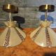Pair of vintage wall lights in pale yellow granite glass