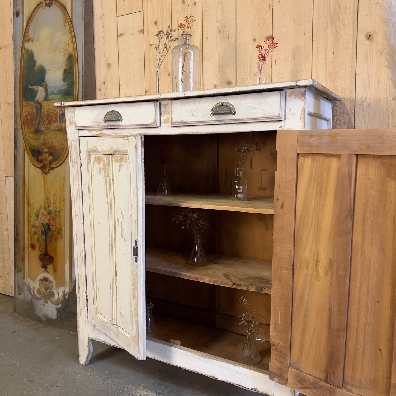 White patinated Parisian sideboard
