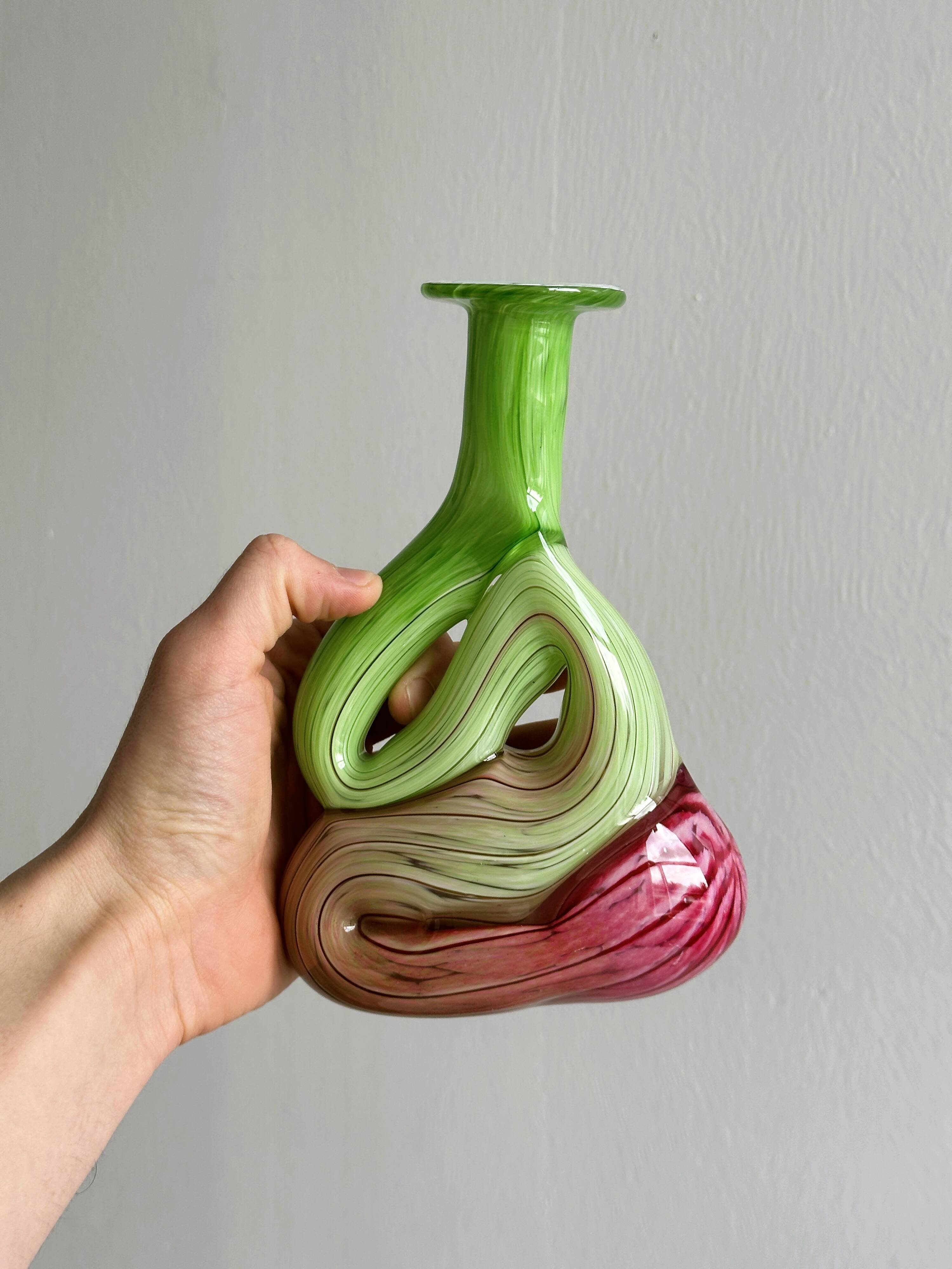 2 blown glass soliflore vases