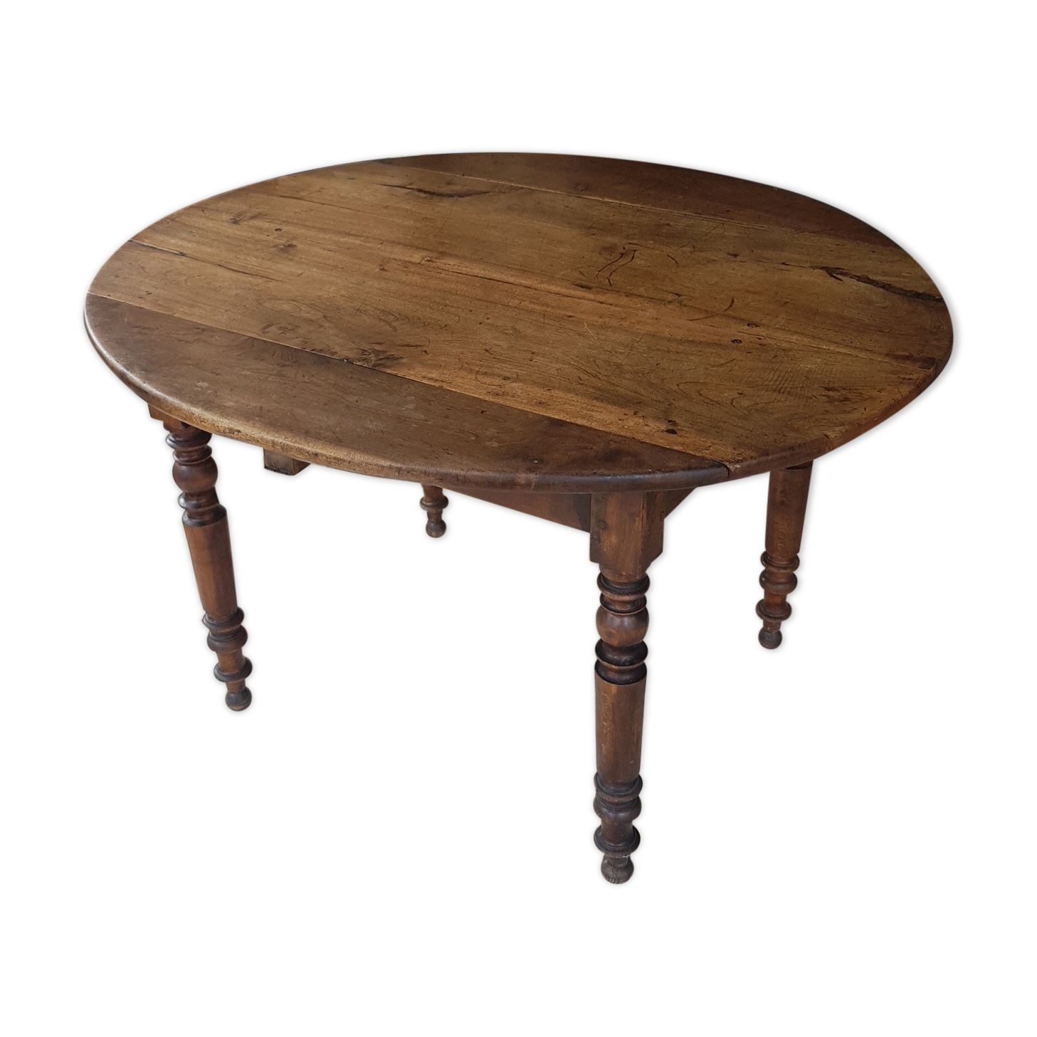 Table with flaps shutters extensions wood round oval 1900