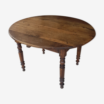 Table with flaps shutters extensions wood round oval 1900