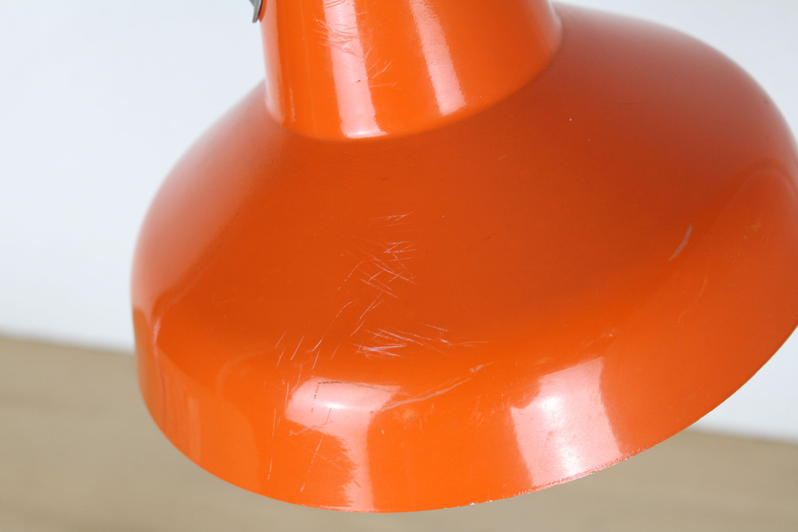 Orange and chrome metal desk lamp