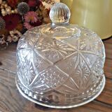 Chiseled glass bell and cheese or cake tray