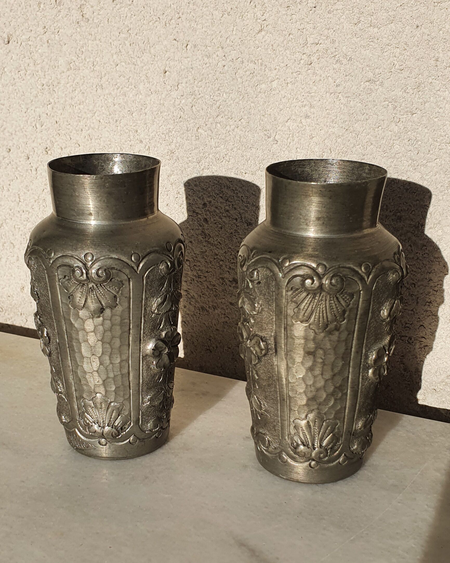 Pair of tin vases