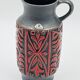 Vase West Germany, ceramic relief, red, 1970s.