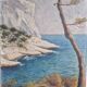 Coastal edge with leaning pine - Oil on cardboard