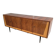 Designer sideboard with 4 doors in sapele mahogany and sycamore on a blackened wood base