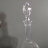 Antique carved crystal decanter - flat ribbed neck - early 20th