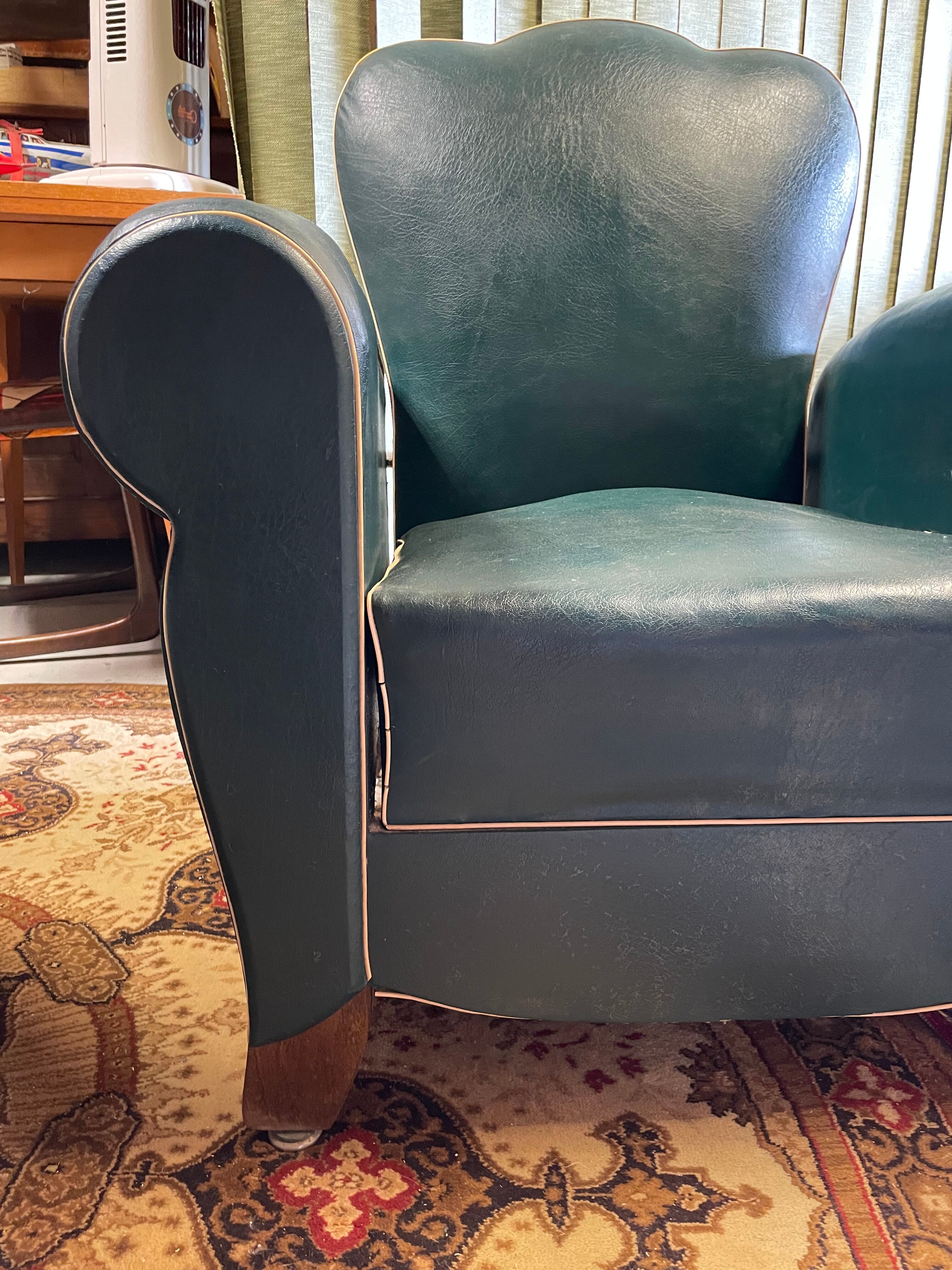 Armchair club moustache Skaï adjustable ep art deco