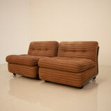 Pair of armchairs "Amanta" brown by Mario Bellini for C&B Italia 60's