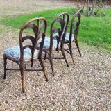 Maugrion rattan table and its 4 chairs