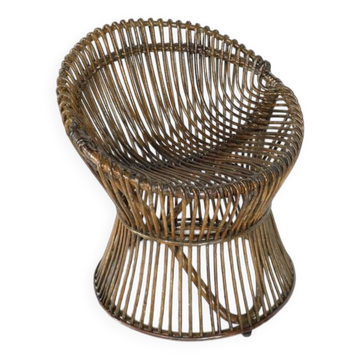 Tabouret en Rotin, Italie, années 1960s.