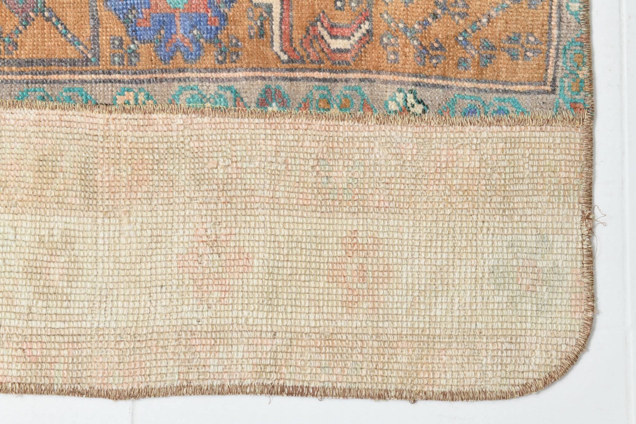 Vintage Brown Beige Turkish Vintage Runner Rug, 67x254Cm