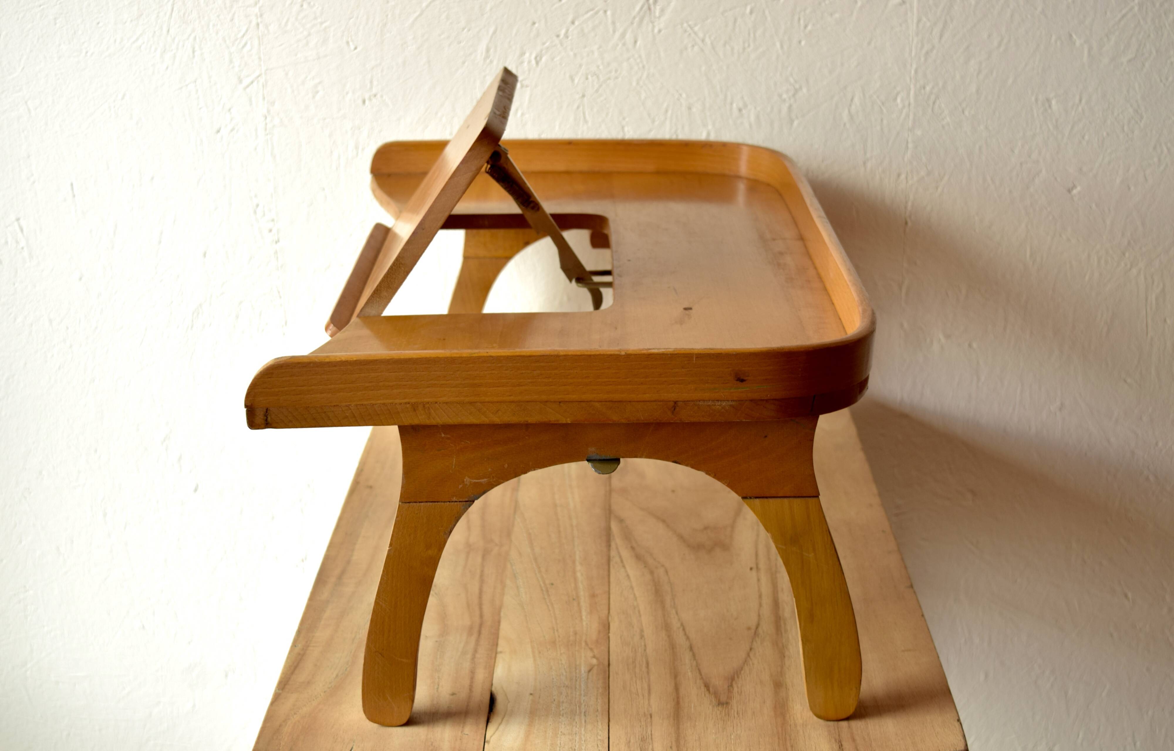 Torck - vintage wooden bed tray with reading tablet - made in belgium - 1950s