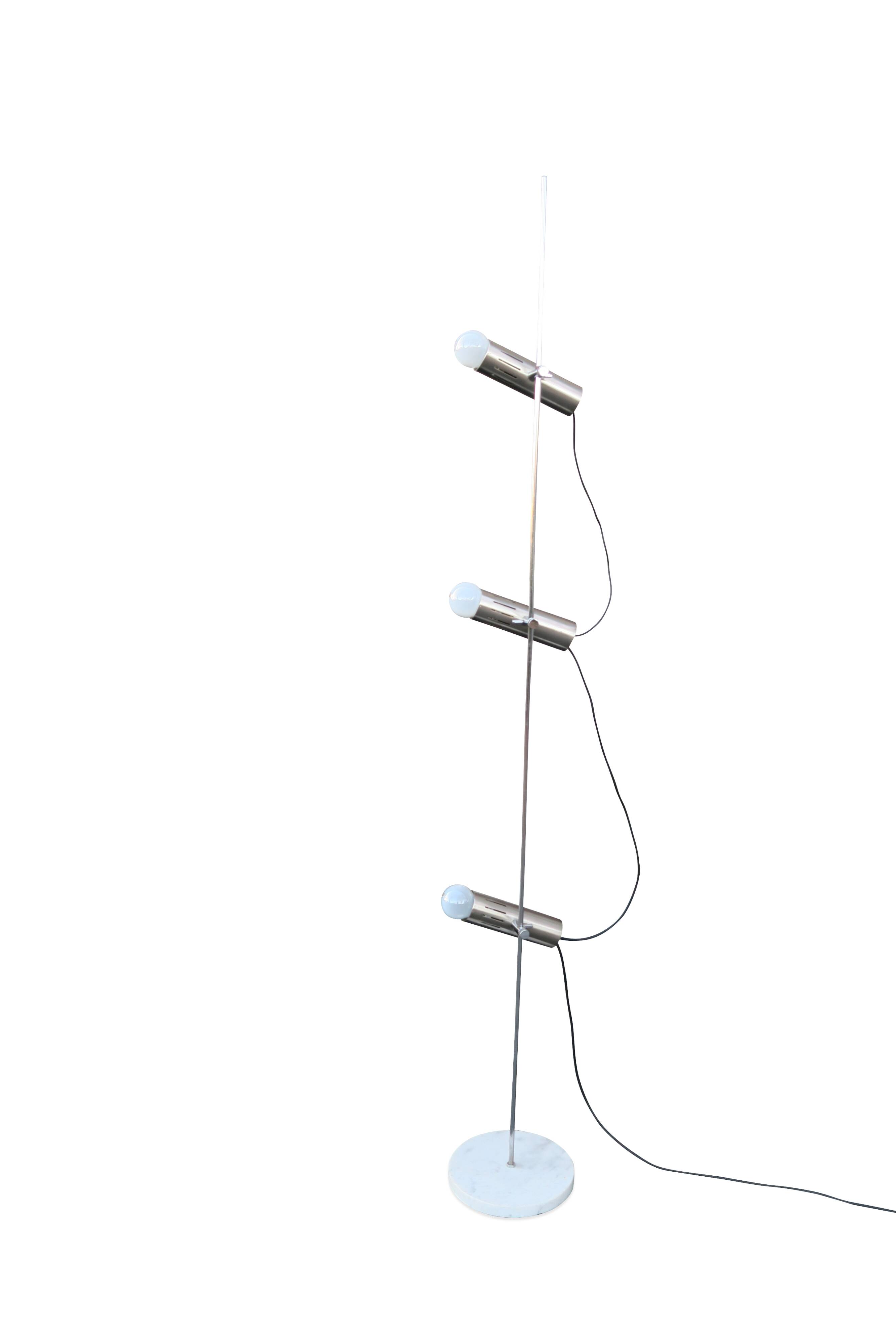 Lampadaire A14 de Alain Richard pour Disderot – 3 spots – base marbre
