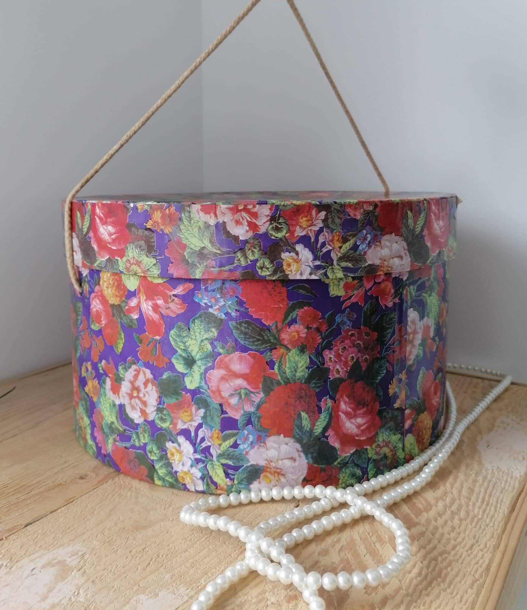 Large Vintage Cardboard Round Hat Box