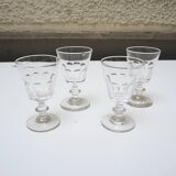 4 antique caton style crystal stemmed glasses - h10 cm