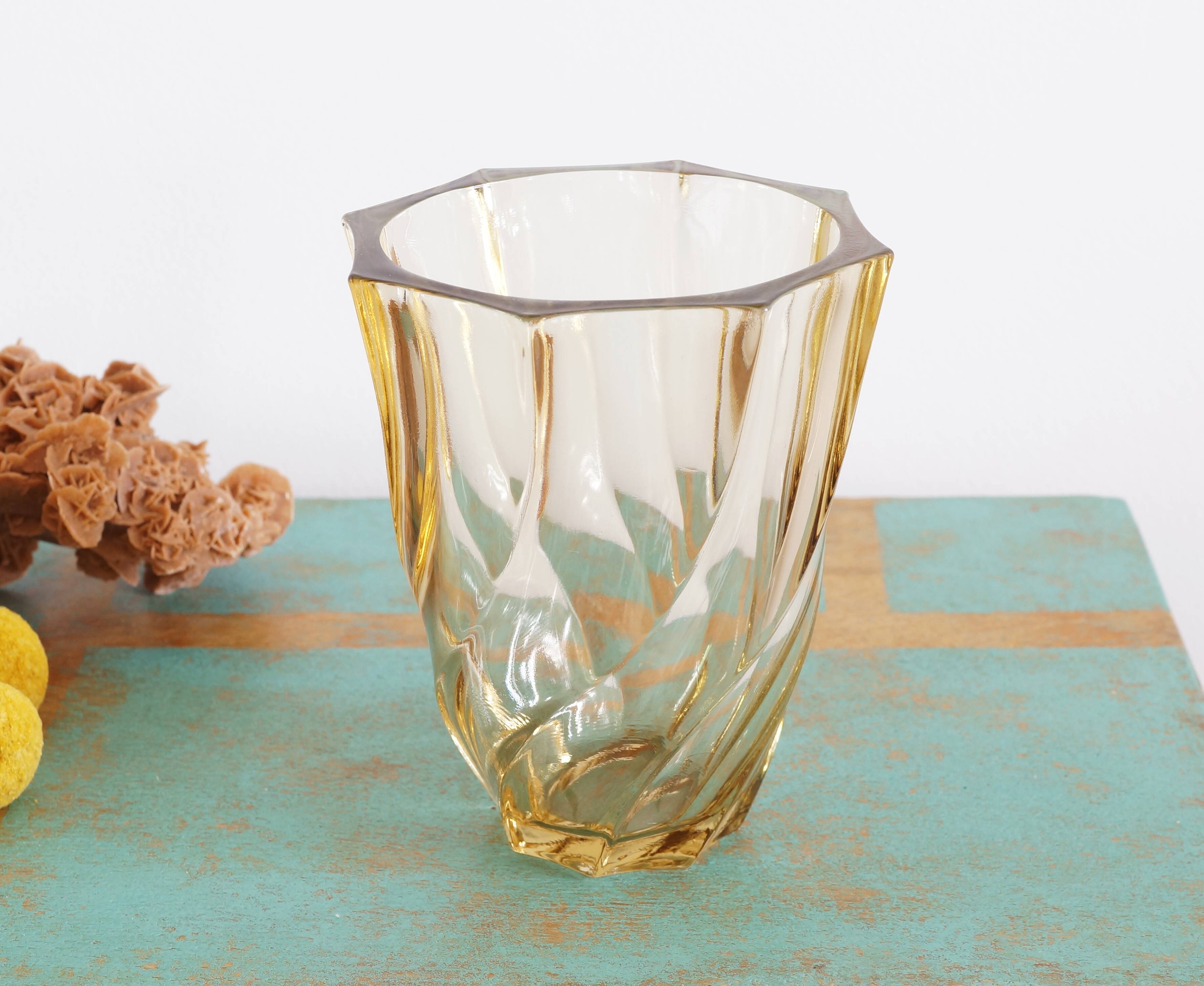 70s smoked glass vase