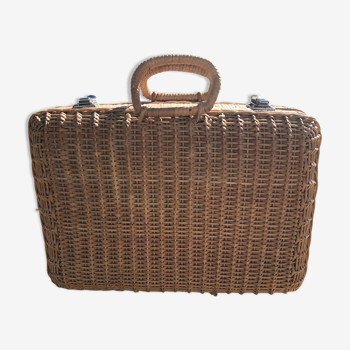 Valise en osier vintage