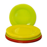Set of 6 coloured glass dessert plates