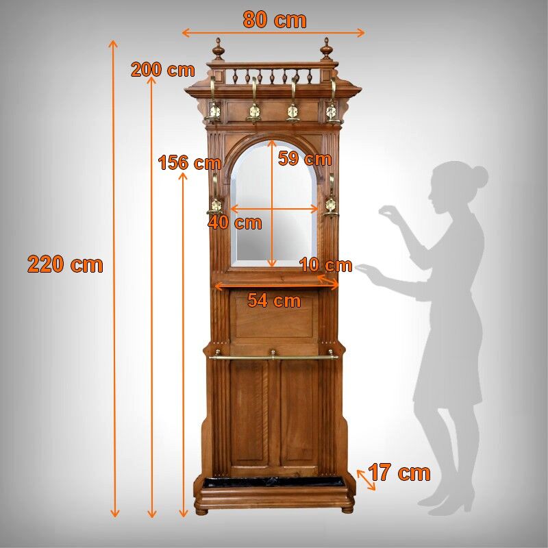 Vestiaire porte-manteaux en chêne – 1900