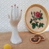 Hand baguier soliflore ceramic white vintage flowers
