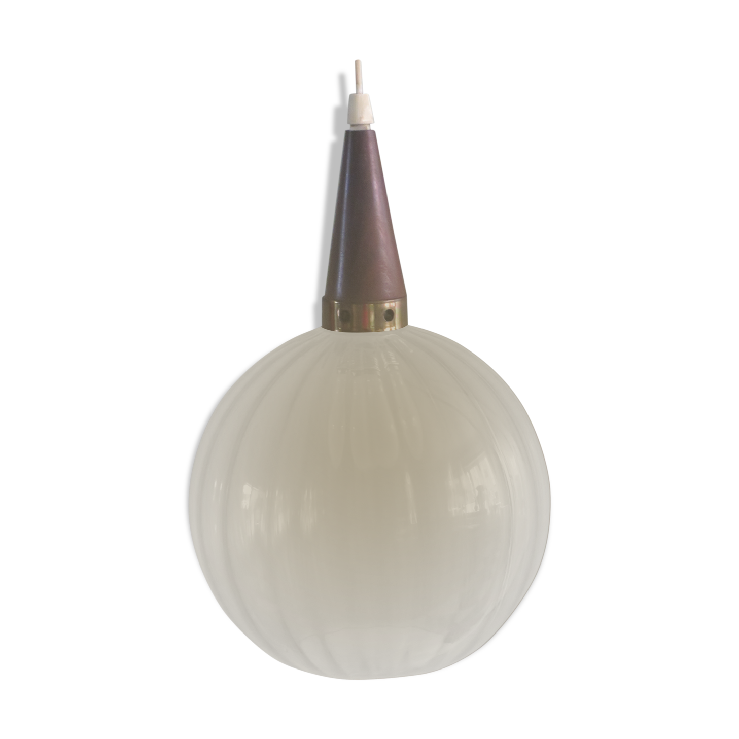 Hanging lamp, Scandinavian of the 1970s, teak and glass