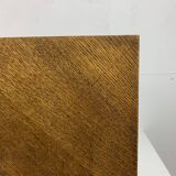Brutalist wood turned wine press side table in the style of Charles Dudouyt