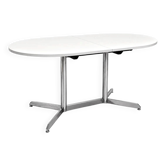 Table à manger ovale extensible vintage, stratifié blanc et chrome, années 1970