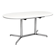 Vintage oval extendable dining table, white laminate and chrome, 1970s.
