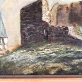 Tableau ancien paysage signé M Cornu des années 1980