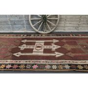 Vintage Turkish Oushak handmade wool cotton brown runner rug 168x395