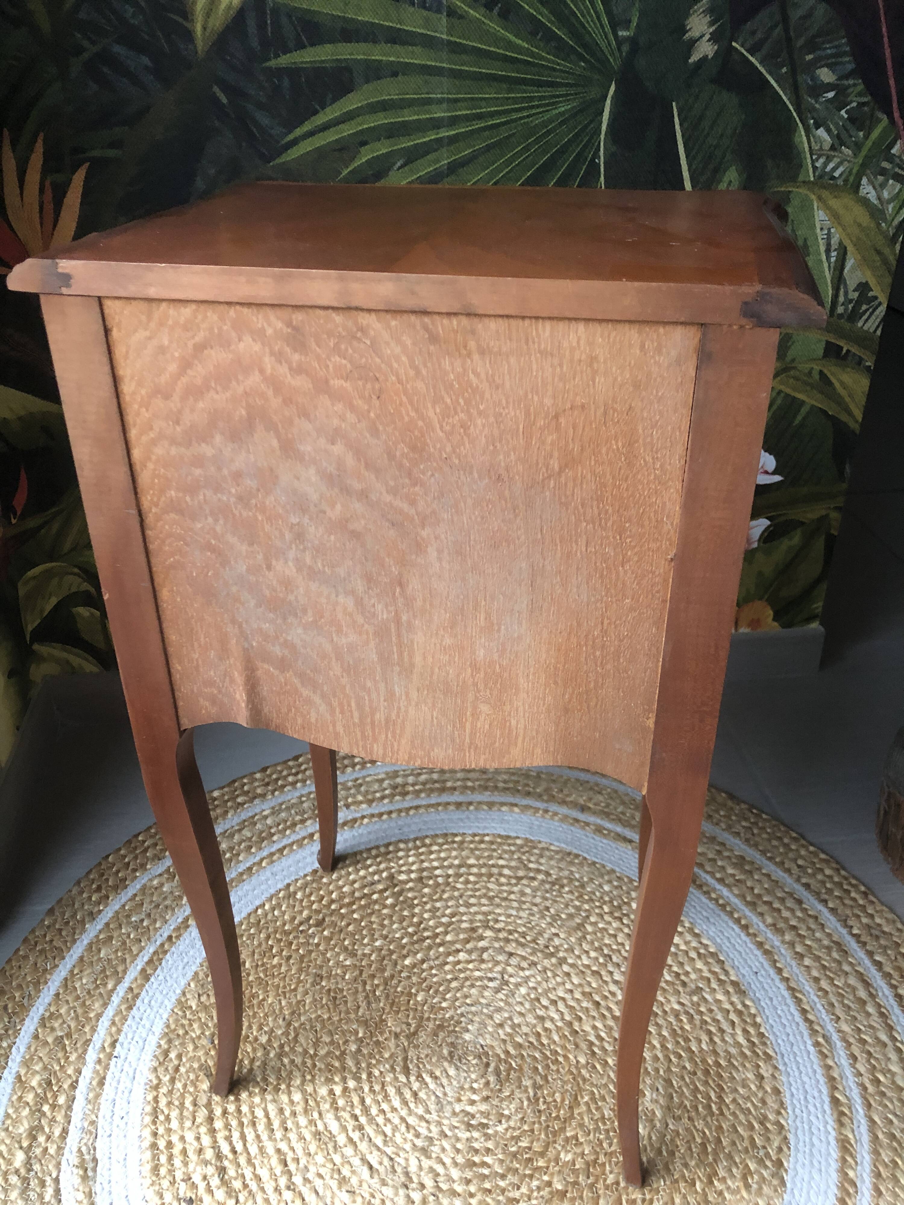 Louis XV style wooden bedside table with drawers