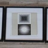 Trio Vintage Optical Art Tableaux - Victor Vasarely - Frames 40x40cm.