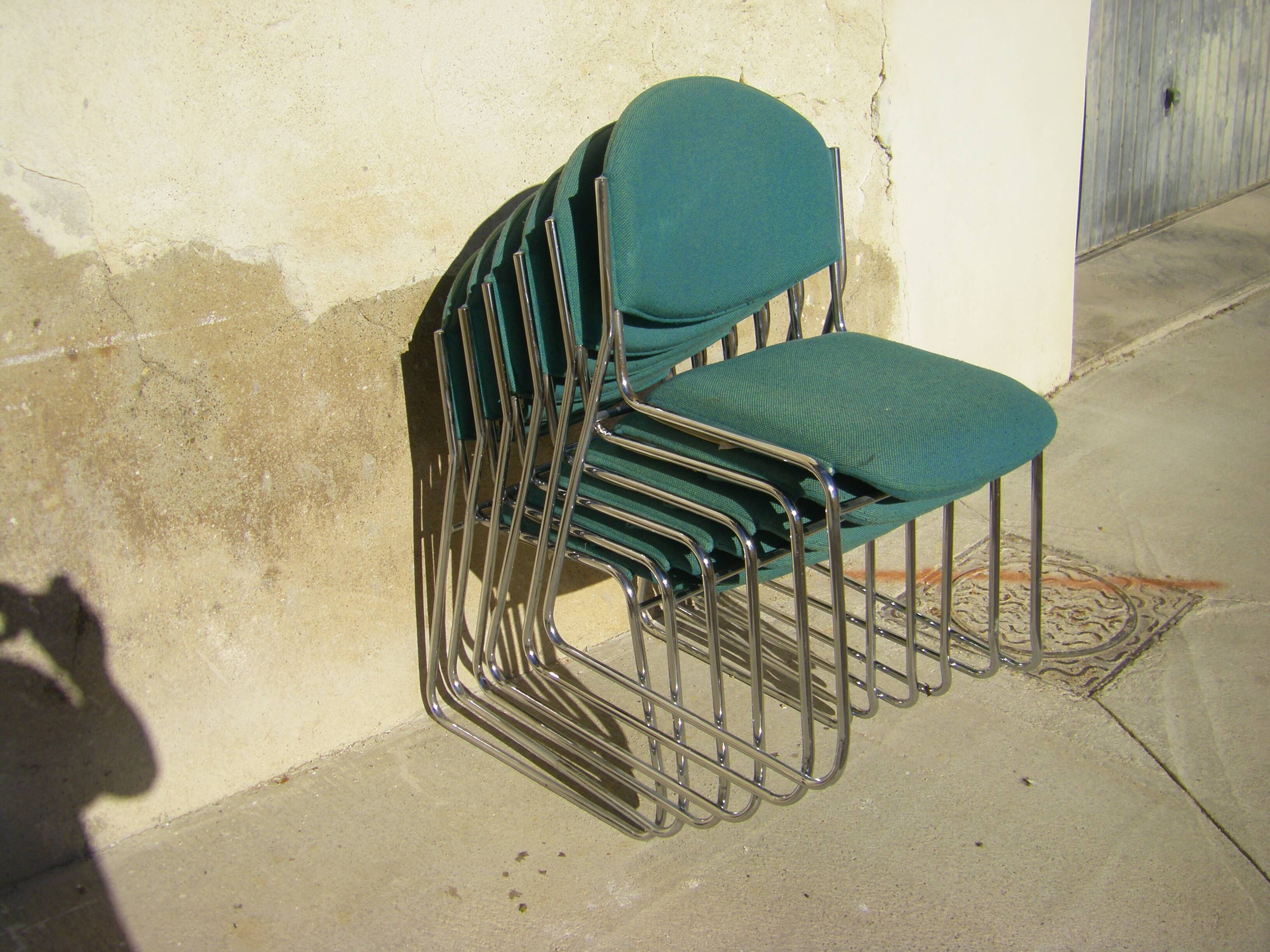 Set of six stackable vintage chairs