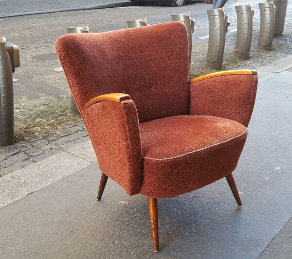 Fauteuil club années 50 60 rouge