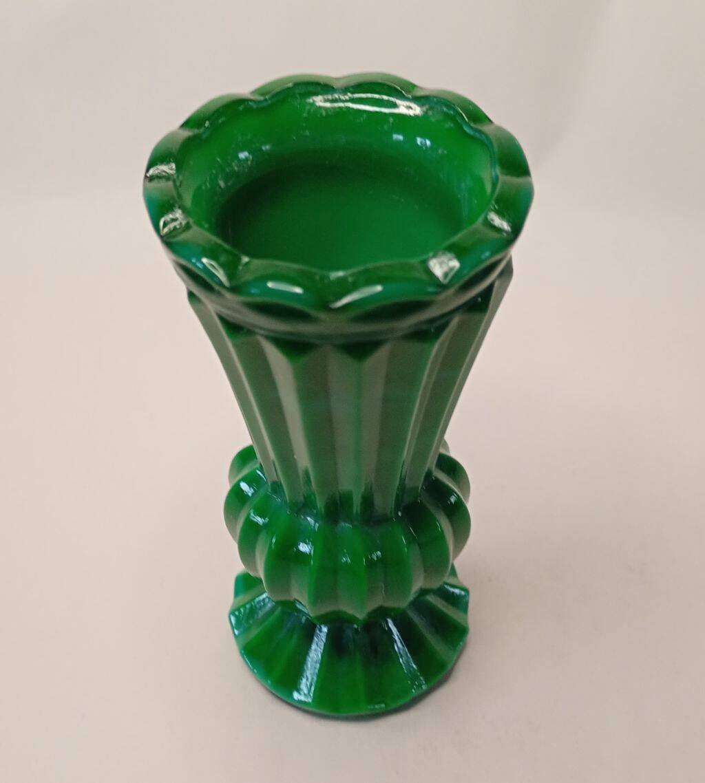Vase en verre malachite bohémien tchèque